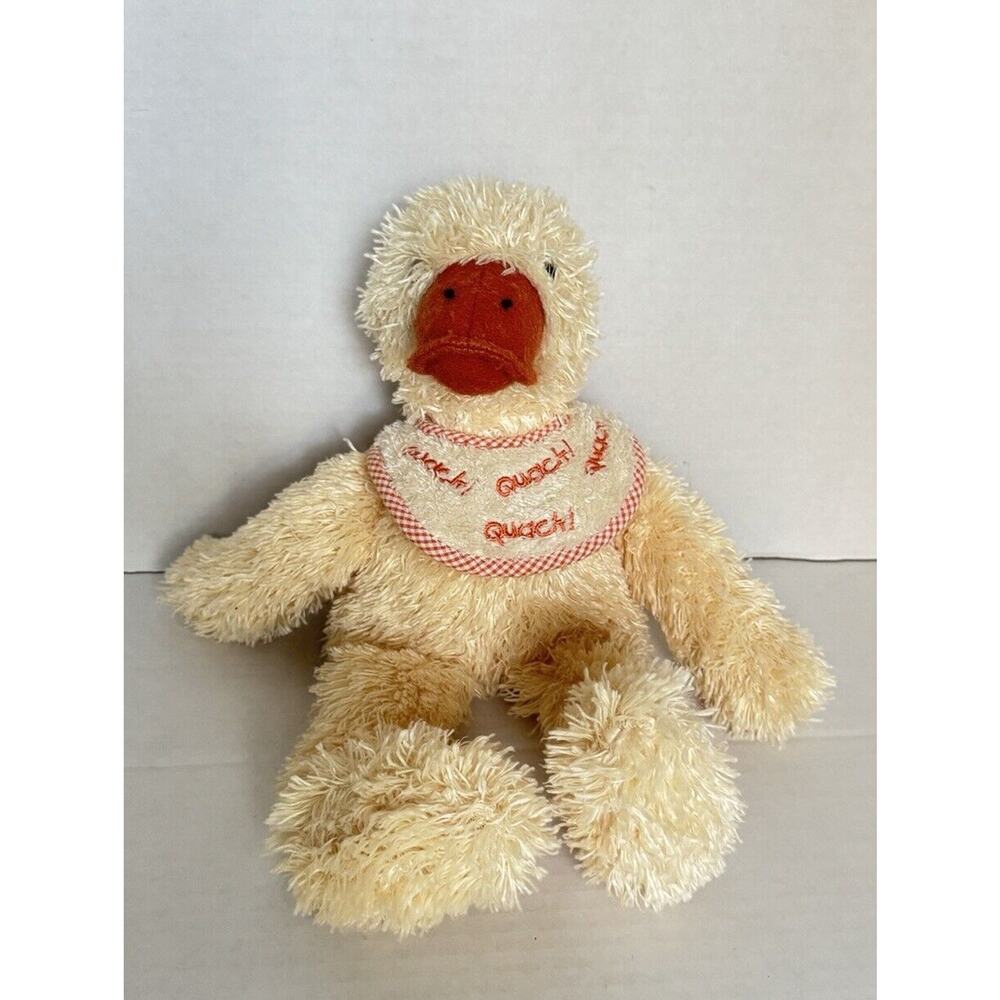 Vintage Baby Boyds Yellow Furry Duck 14" Soft Plush Quack Bib Lovey Rattle